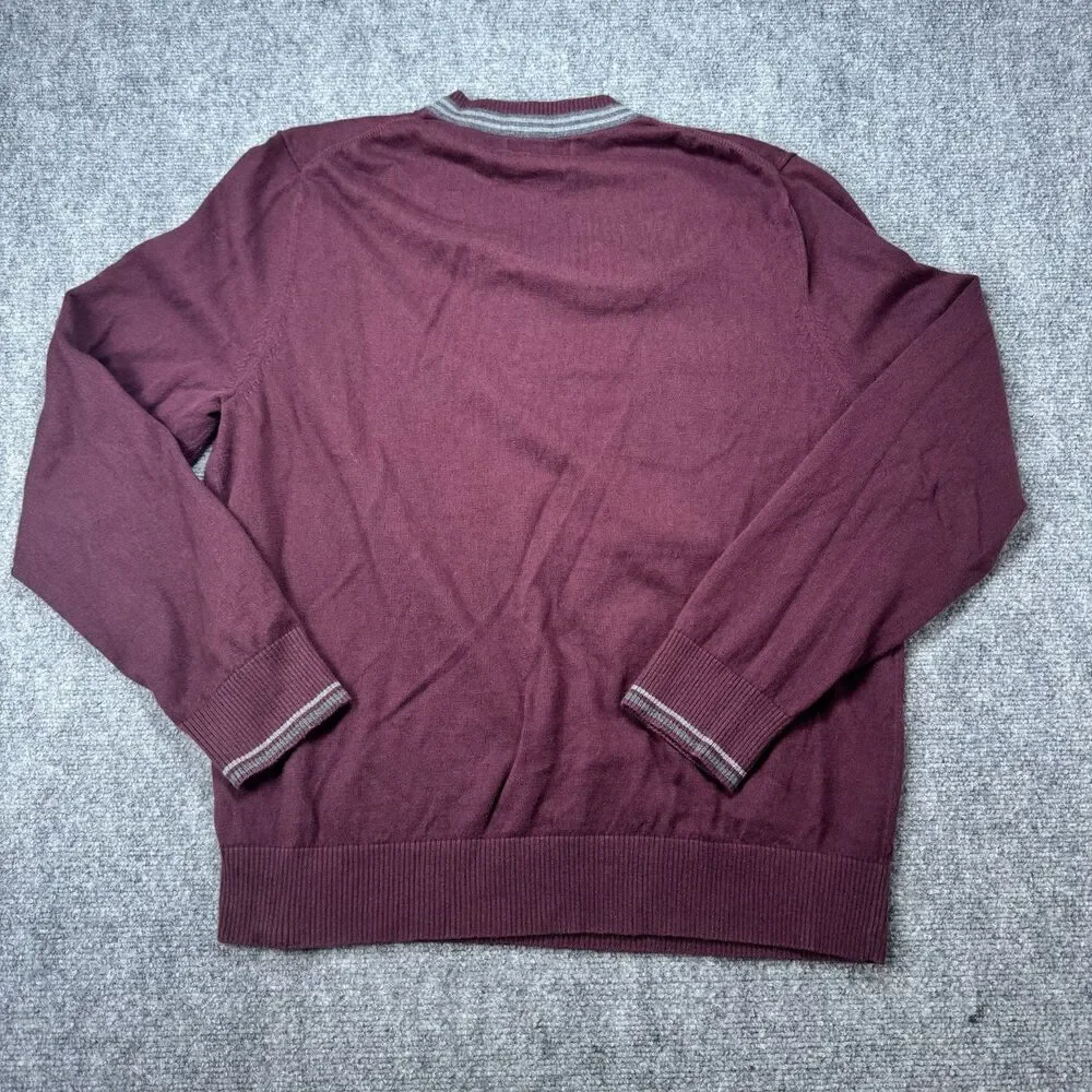 Banana Republic Cotton Cashmere V-Neck Sweater Men's XL Burgundy Maroon Pullover